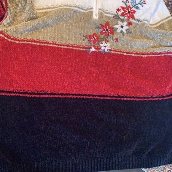 Vintage🧚‍♀️Alfred Dunner Beautiful Poinsettia Multicoloured Sweater Size L - Picture 14 of 14